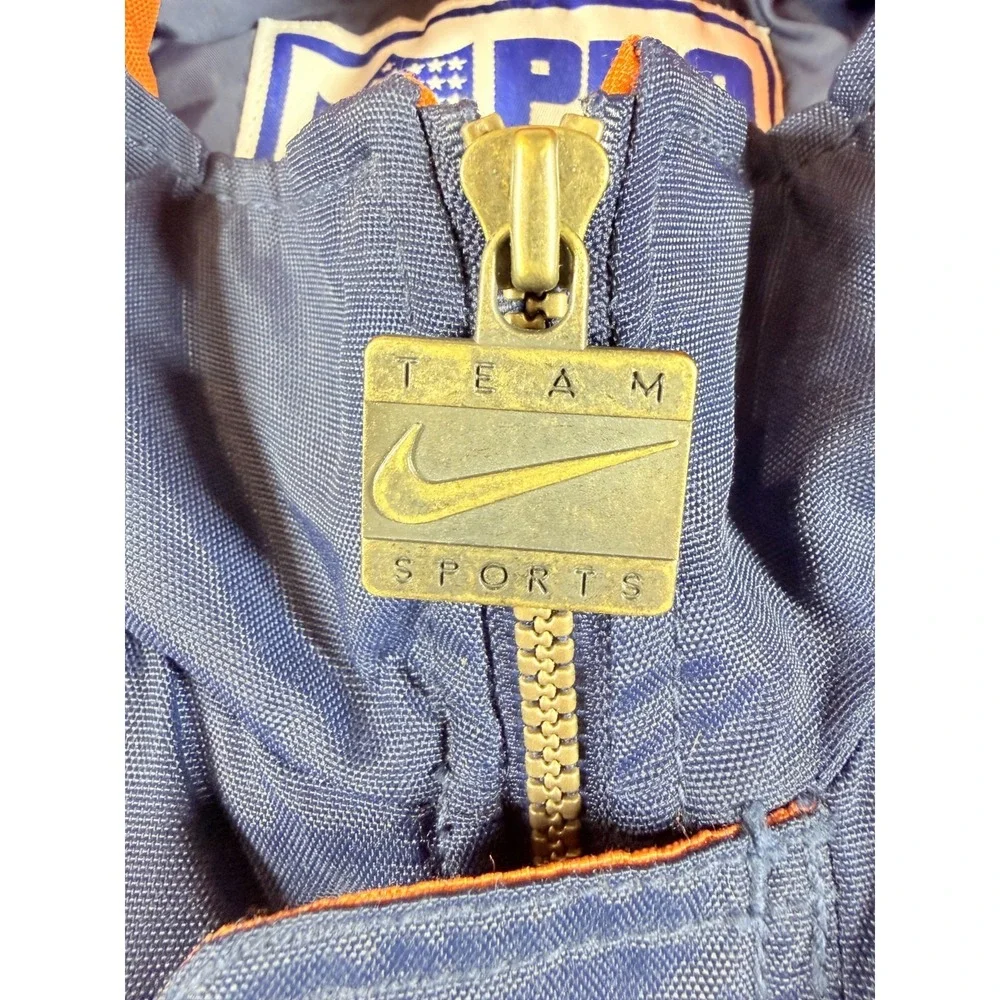 Vtg Nike NFL Pro Line Denver Broncos Big D Puffy Jacket Men's L Blue Orange